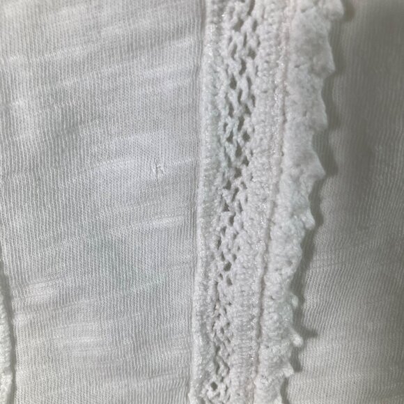 Womens XS Soft Surroundings V Neck Embroidered Mesh Lace Applique Blouse Flaw - Picture 7 of 11